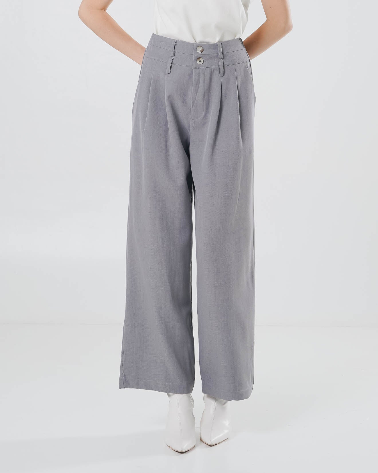 Aiden High Waist Oversized Grey Pants – Celana Panjang Formal Wanita - 289961