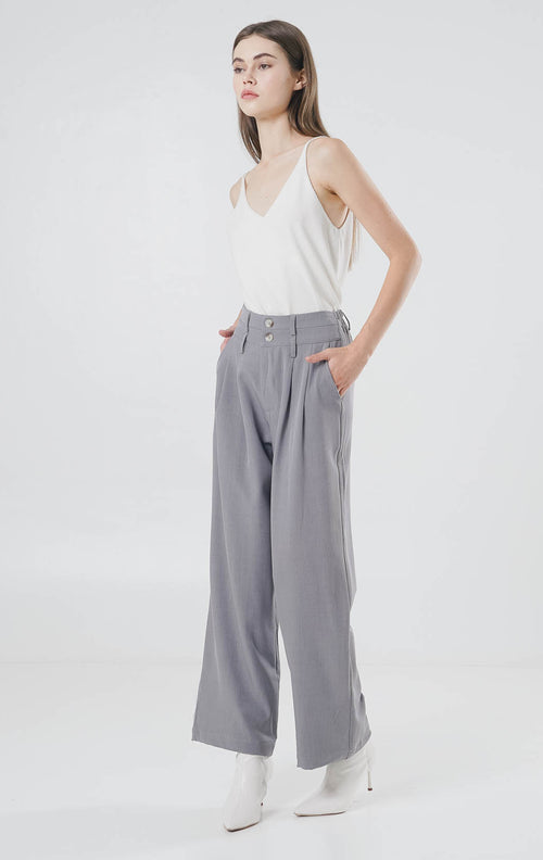 Aiden High Waist Oversized Grey Pants – Celana Panjang Formal Wanita - 289961