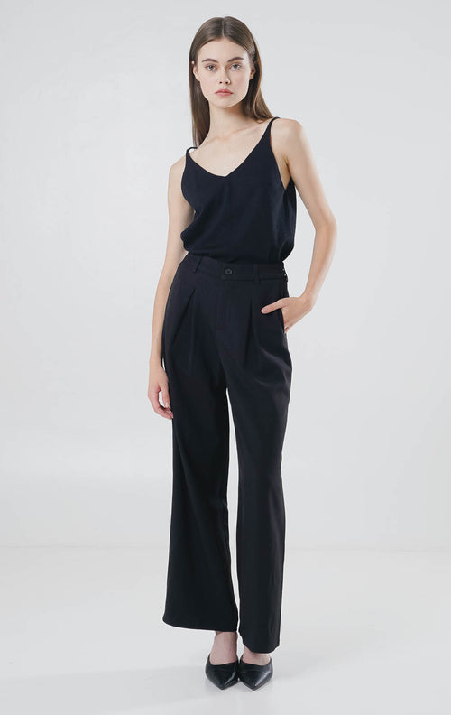 Flyn Oversized Wide Leg Black Pants – Celana Kulot Panjang Wanita - 289969