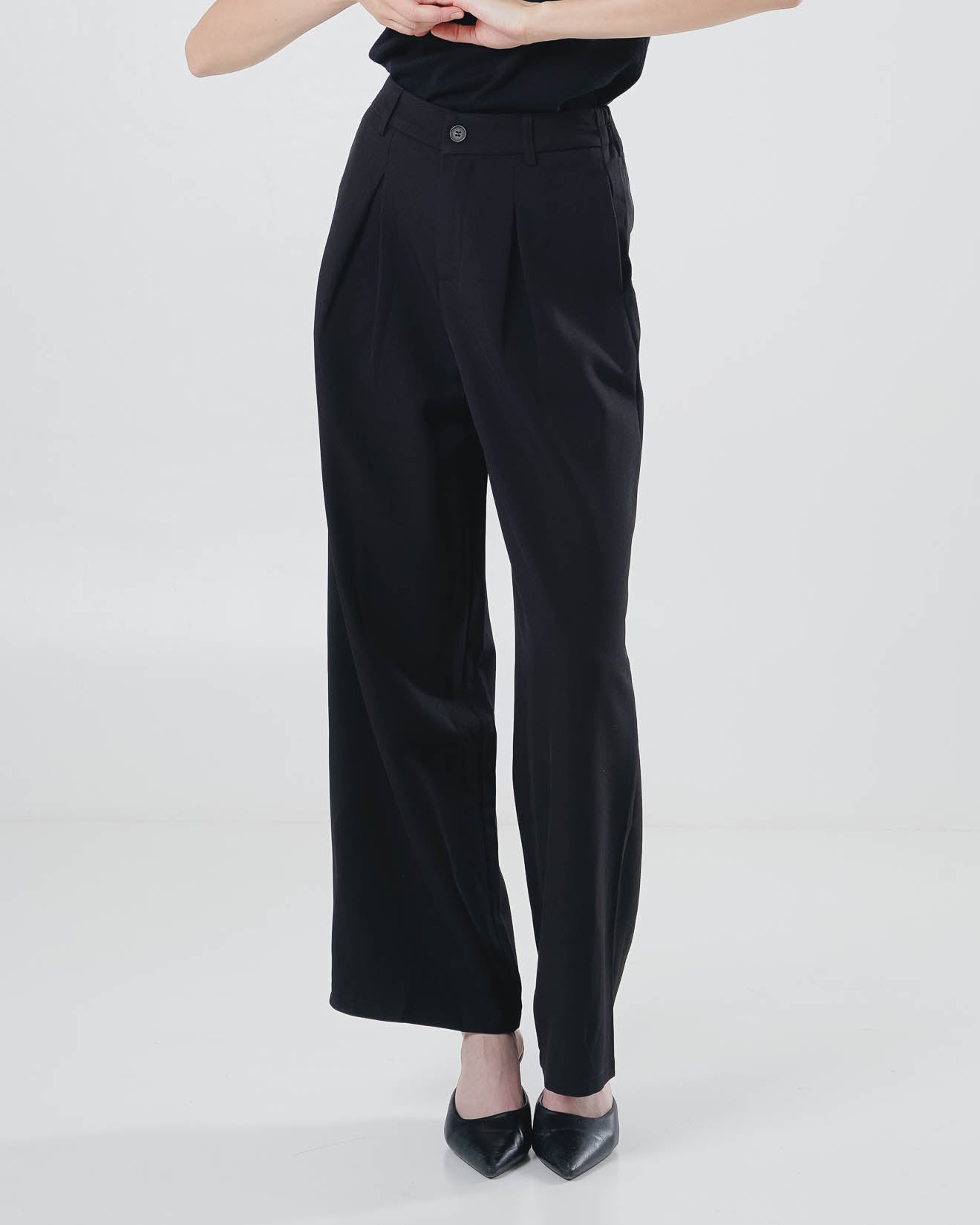 Flyn Oversized Wide Leg Black Pants – Celana Kulot Panjang Wanita - 289969