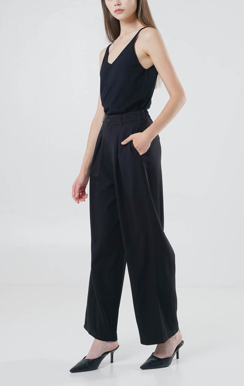 Flyn Oversized Wide Leg Black Pants – Celana Kulot Panjang Wanita - 289969