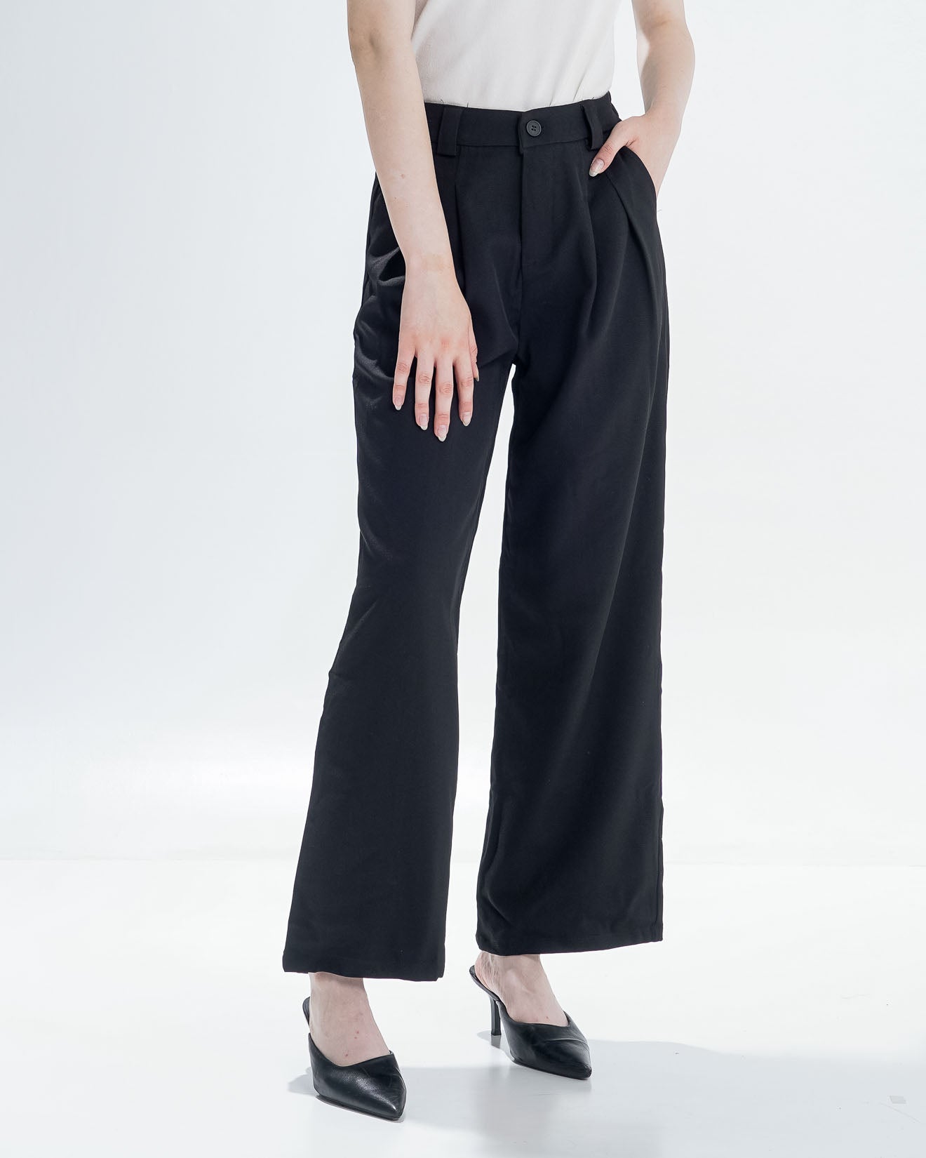 Daniel Wide Leg Black Pants – Celana Panjang Wanita - 289978