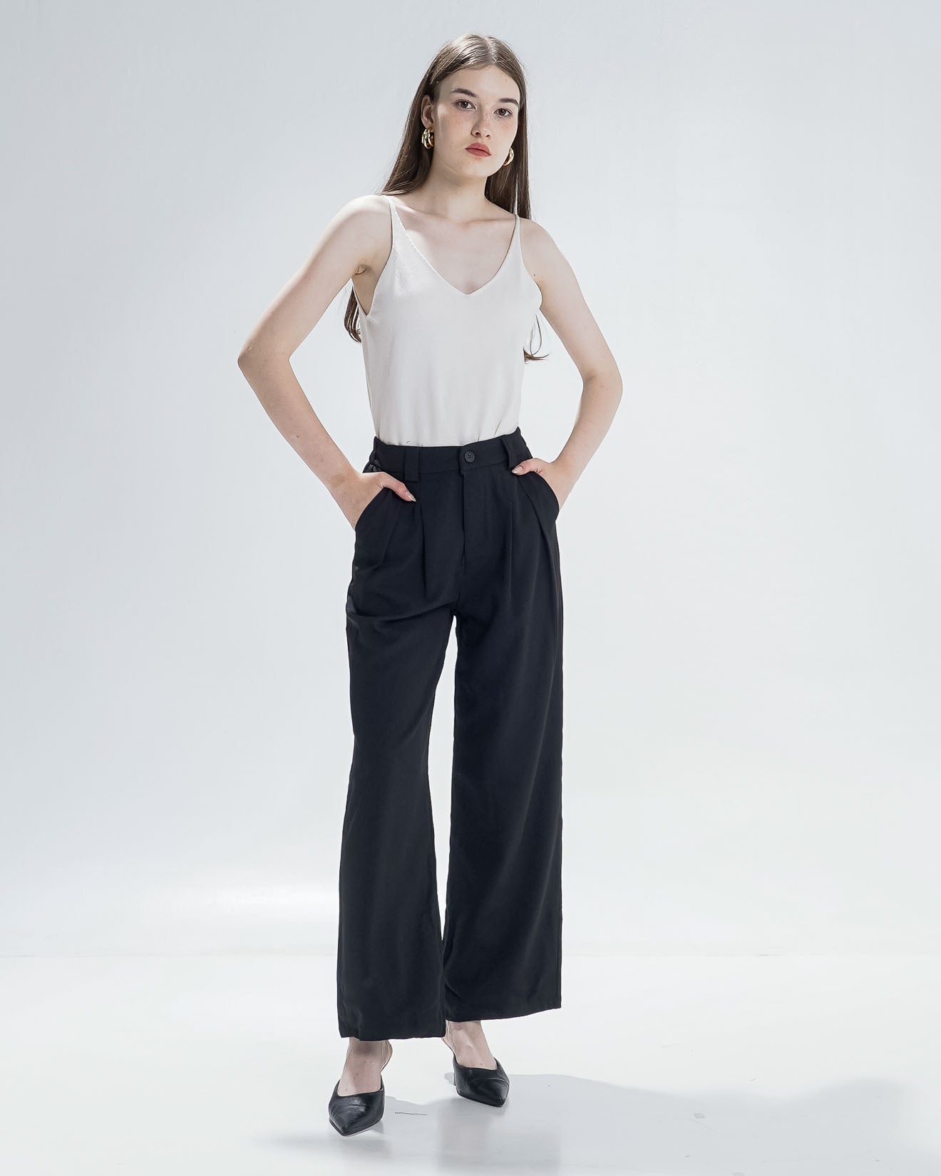 Daniel Wide Leg Black Pants – Celana Panjang Wanita - 289978