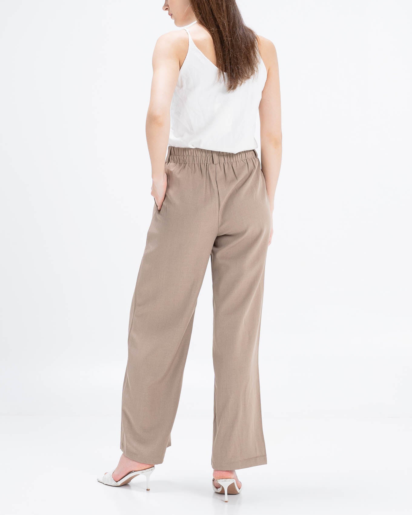 Lucas Wide Leg Taupe Pants – Celana Panjang Casual Wanita - 289982