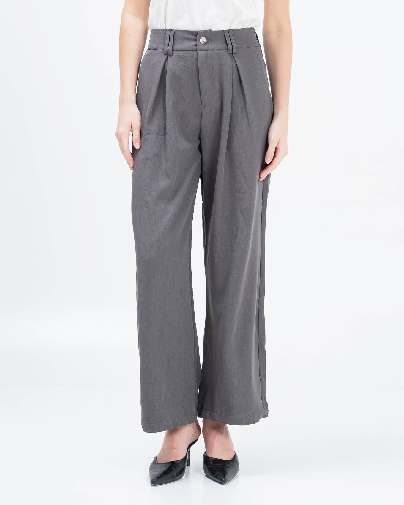 Lucas Wide Leg Grey Pants – Celana Panjang Casual Wanita - 289984