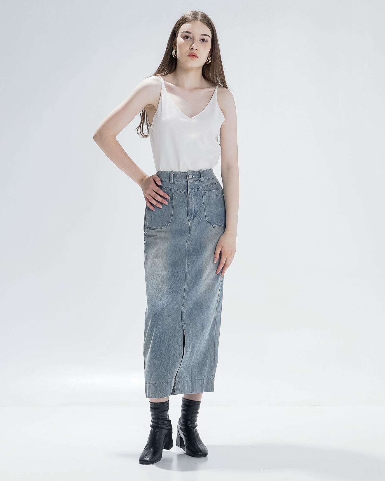 Otille Pockets Denim Skirt – Rok Jeans Wanita - 289994