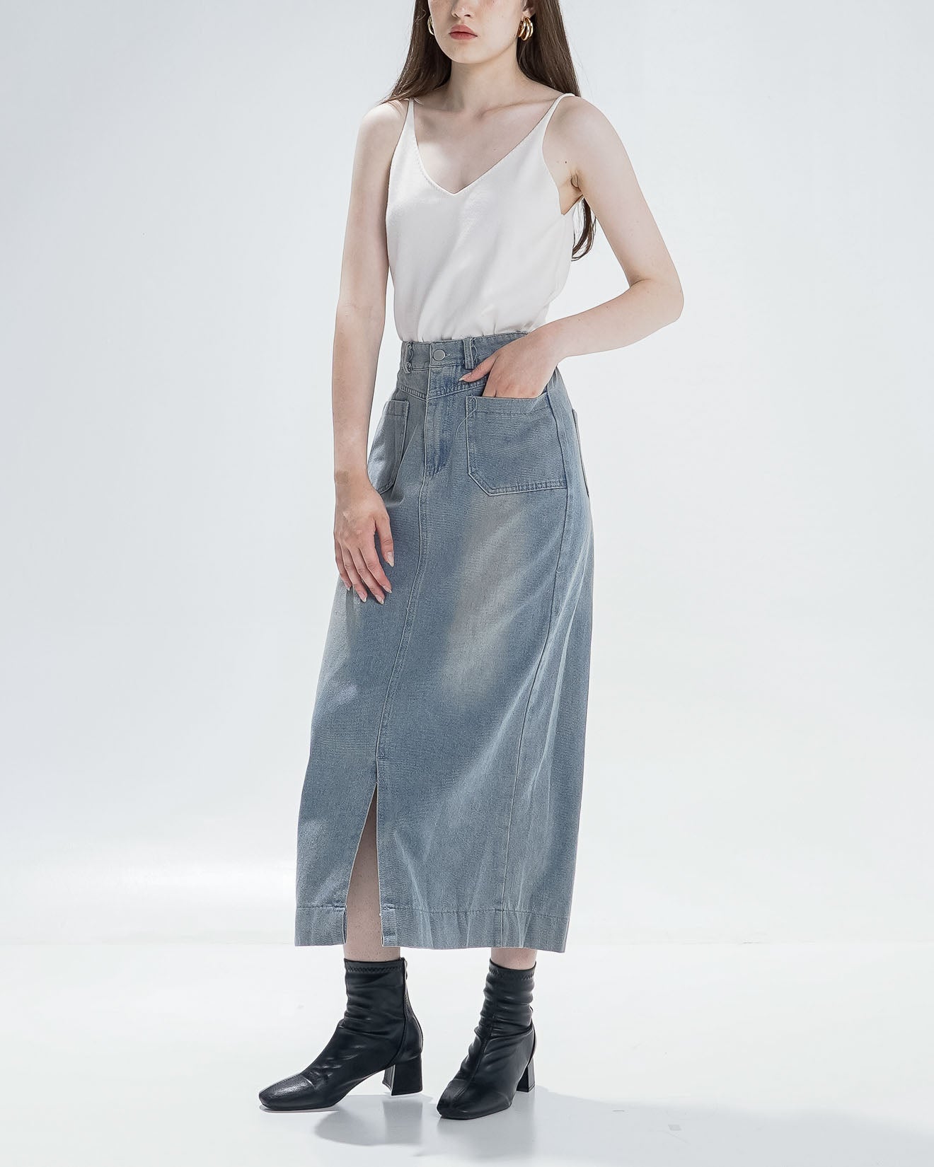 Otille Pockets Denim Skirt – Rok Jeans Wanita - 289994