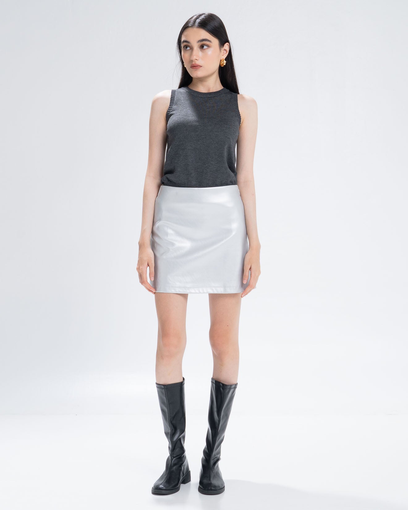 The Stage 29 Silver Skort - Rok Pendek Wanita Leather Kekinian -  290905