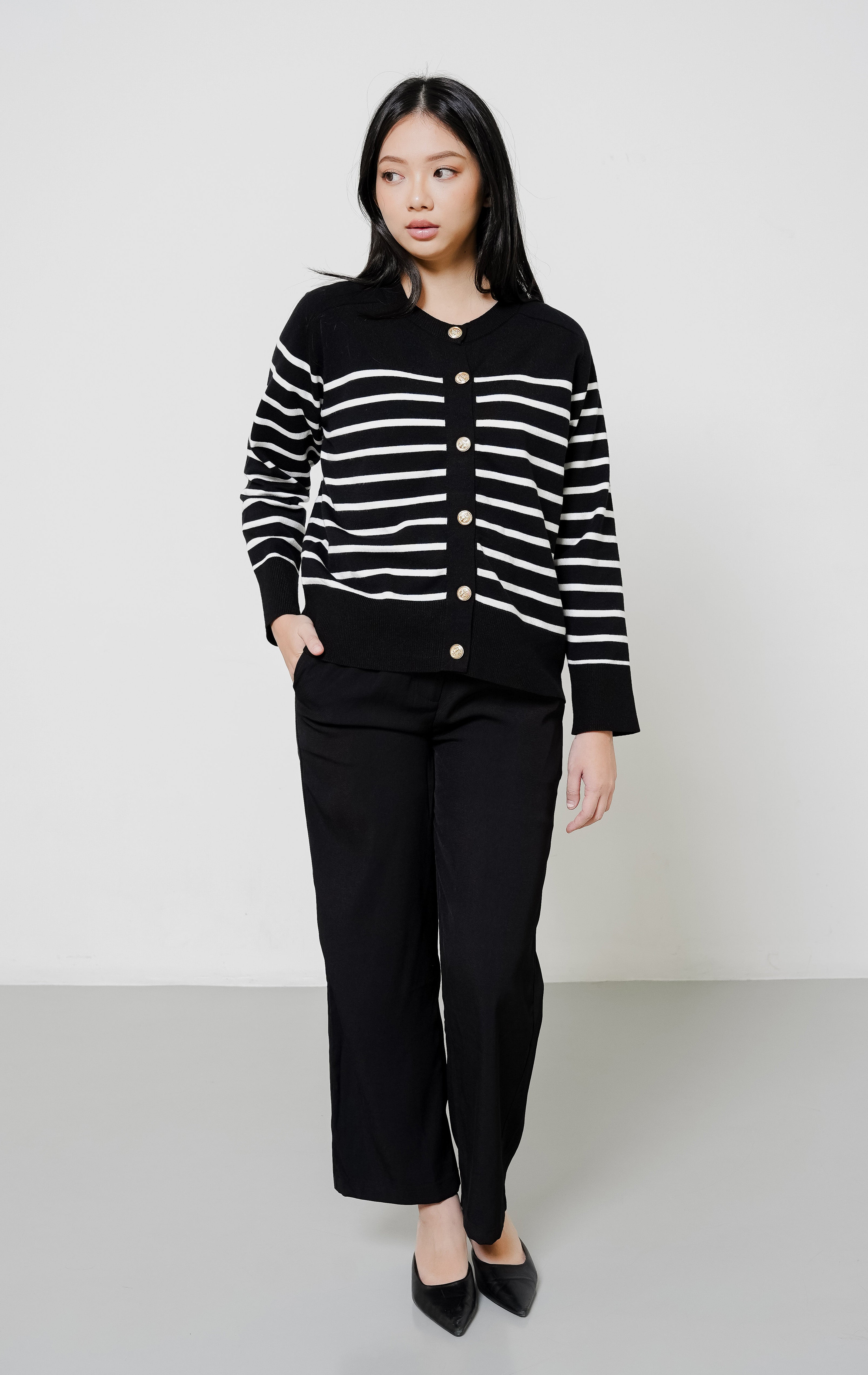 Aurelie Cardigan Black Striped