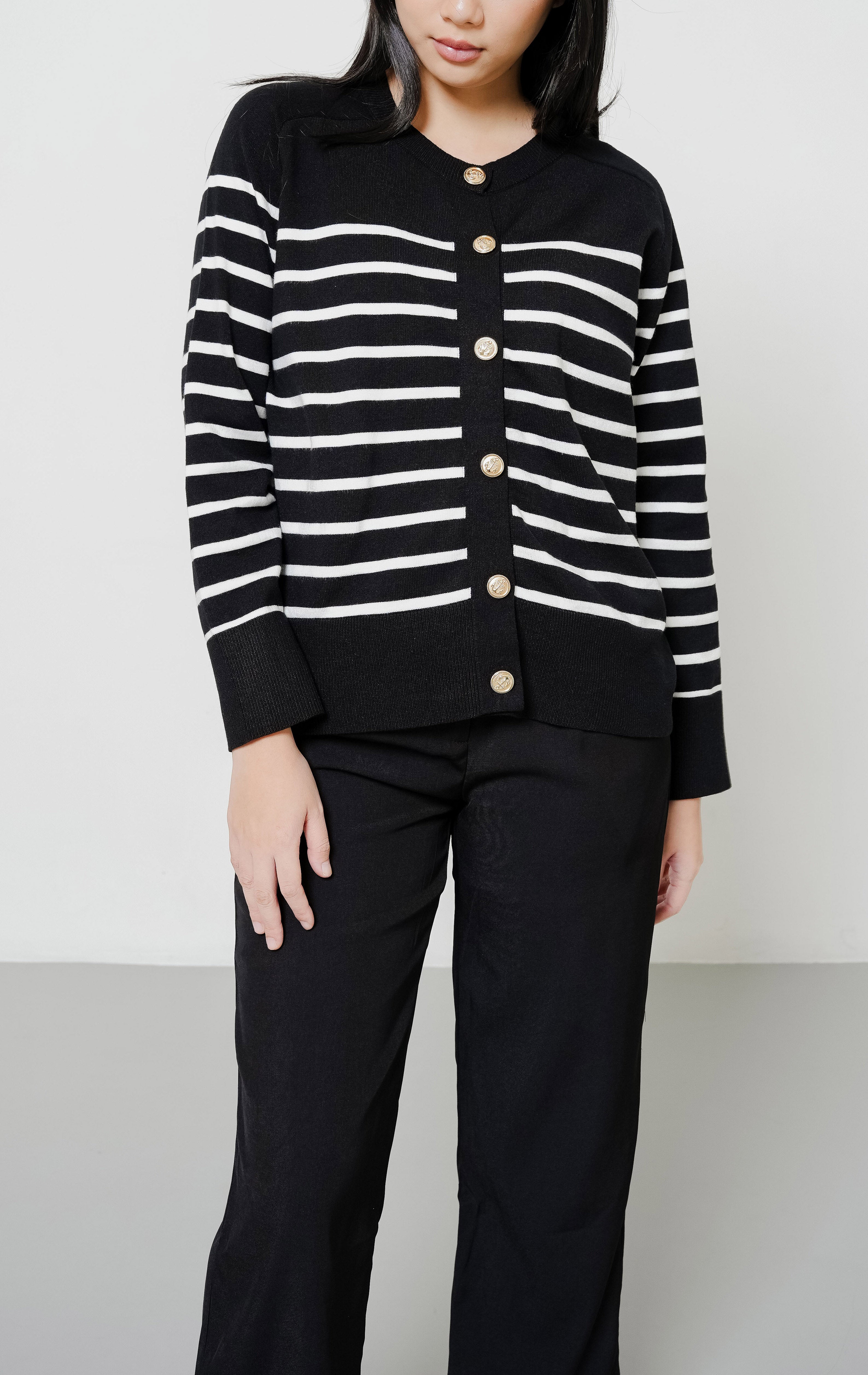 Aurelie Cardigan Black Striped