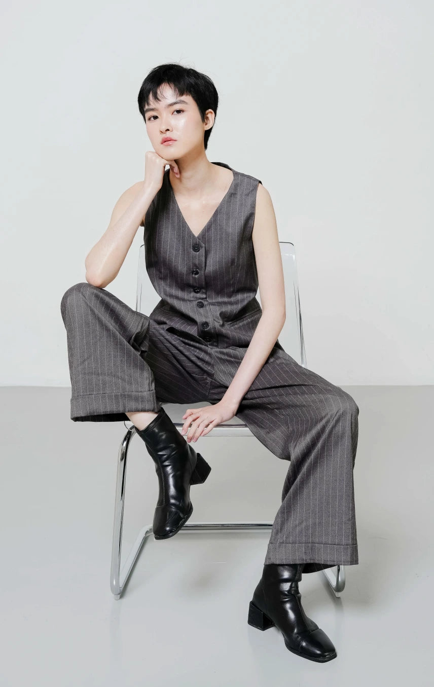 Kinta Top Grey Vest Striped