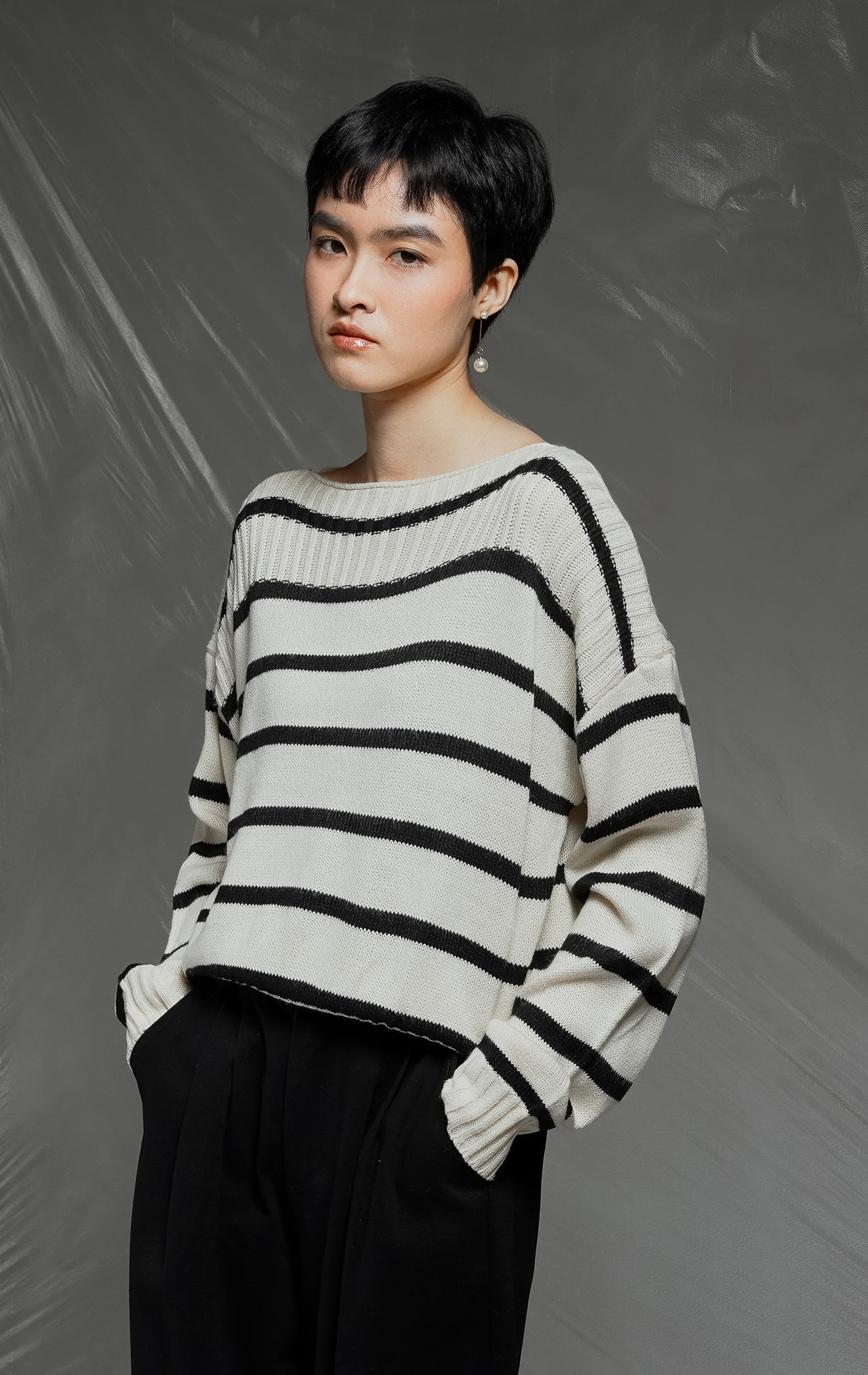Hazel Sweater Ivory Striped