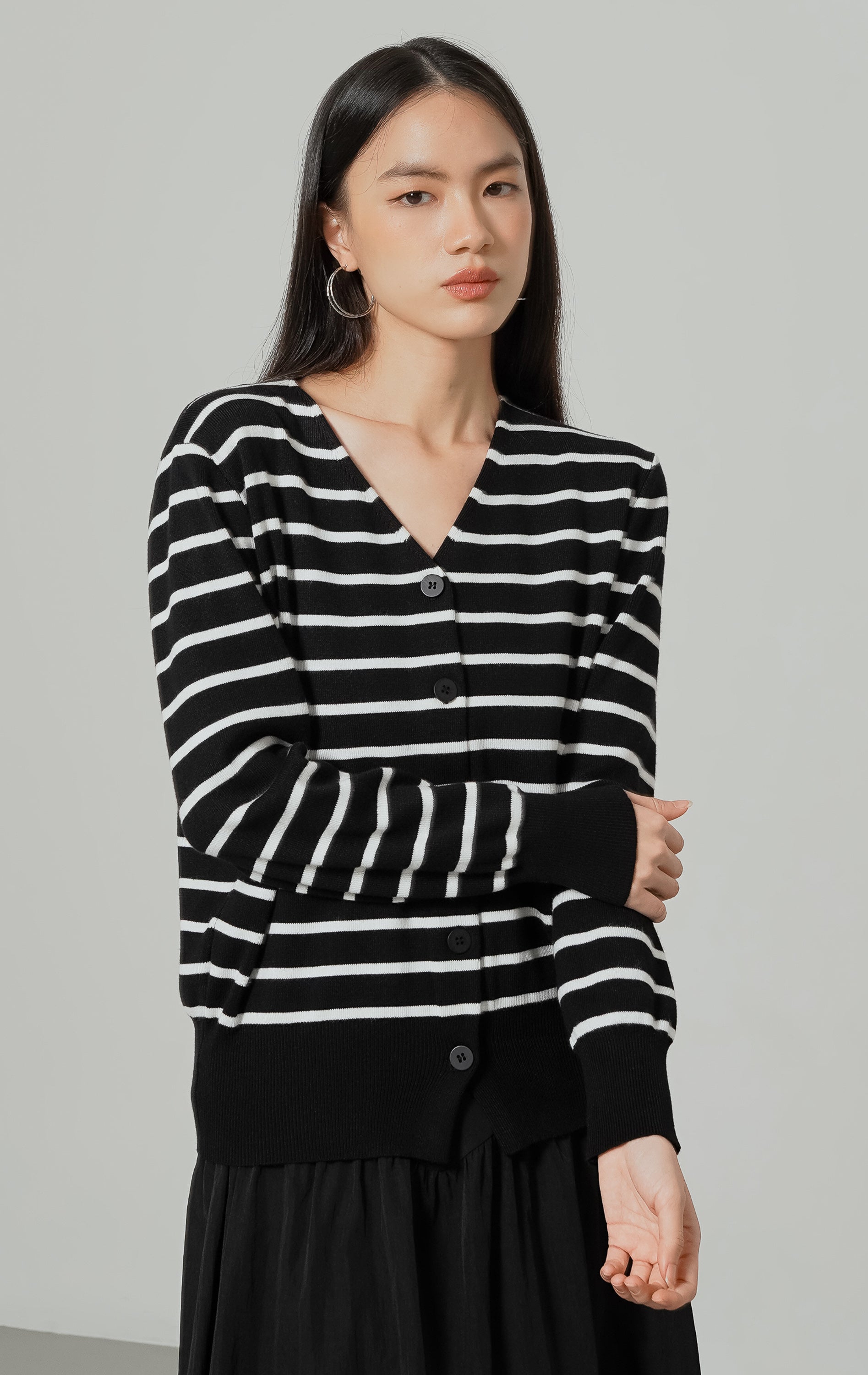 Esme Cardigan Black Striped