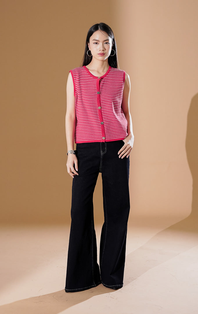 Hariette Vest Red Striped