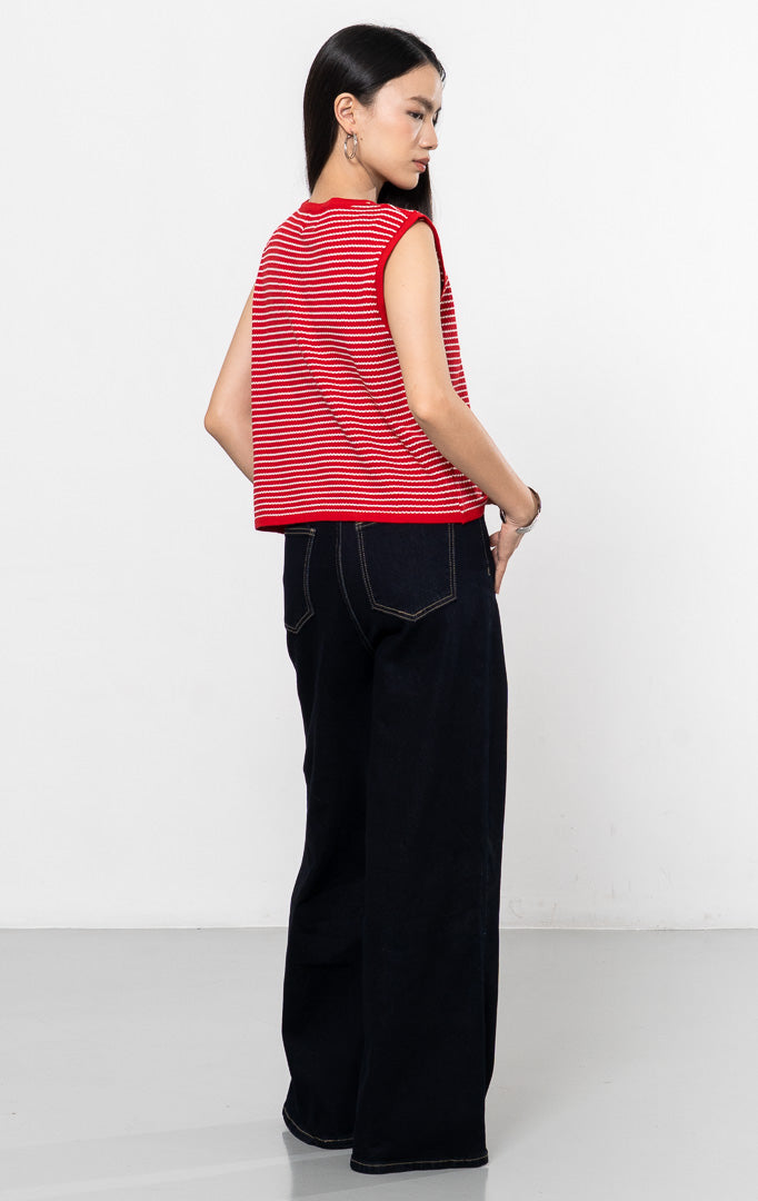Hariette Vest Red Striped