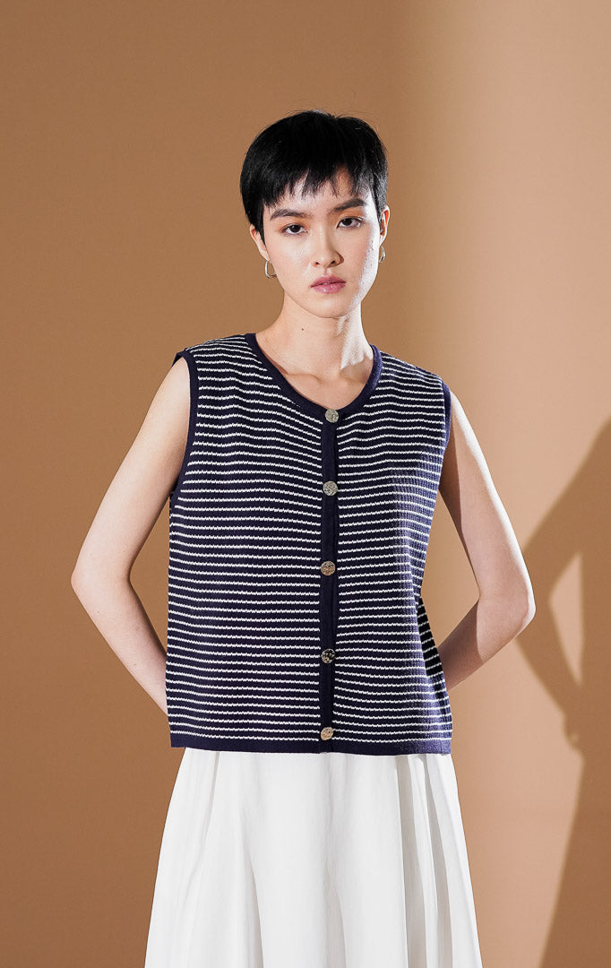 Hariette Vest Navy Striped