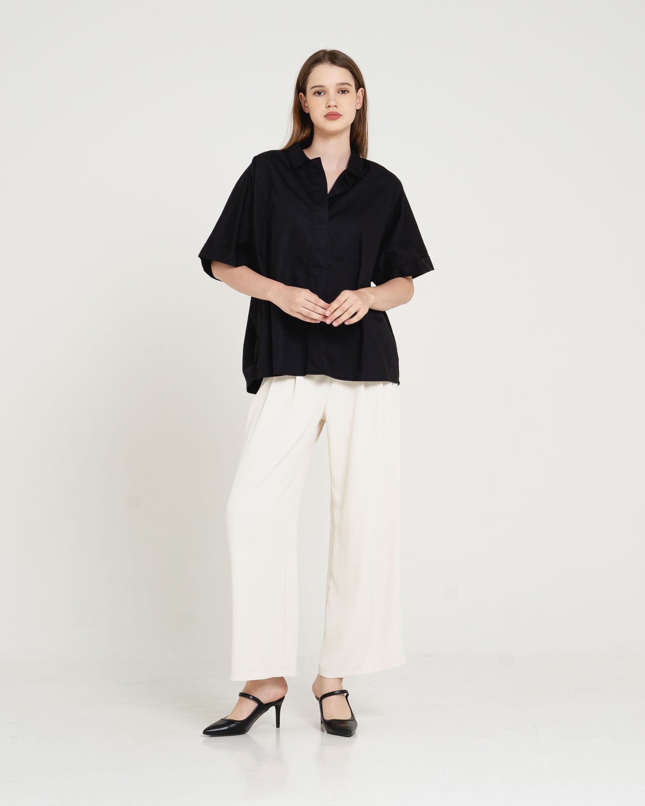 Kelly Oversized Short Sleeve Black Shirt – 611572