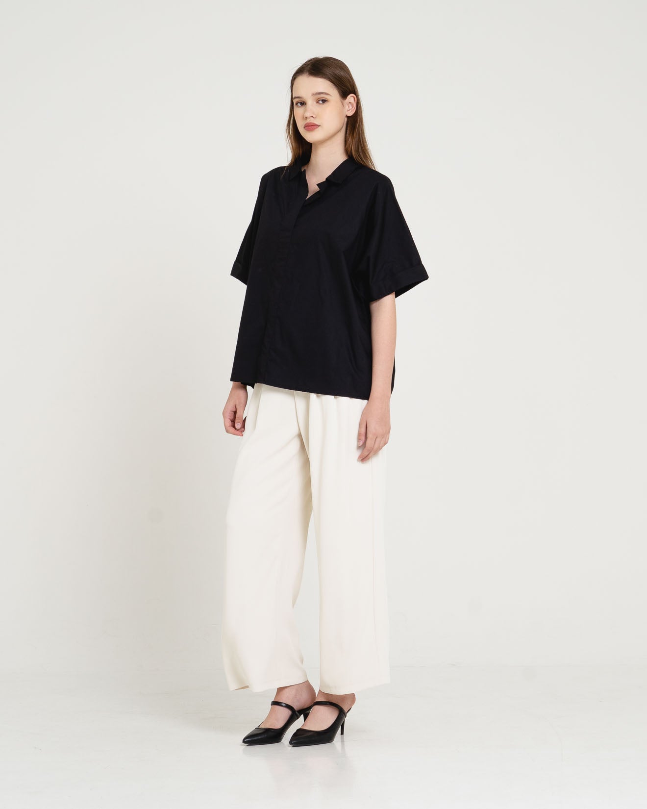 Kelly Oversized Short Sleeve Black Shirt – 611572