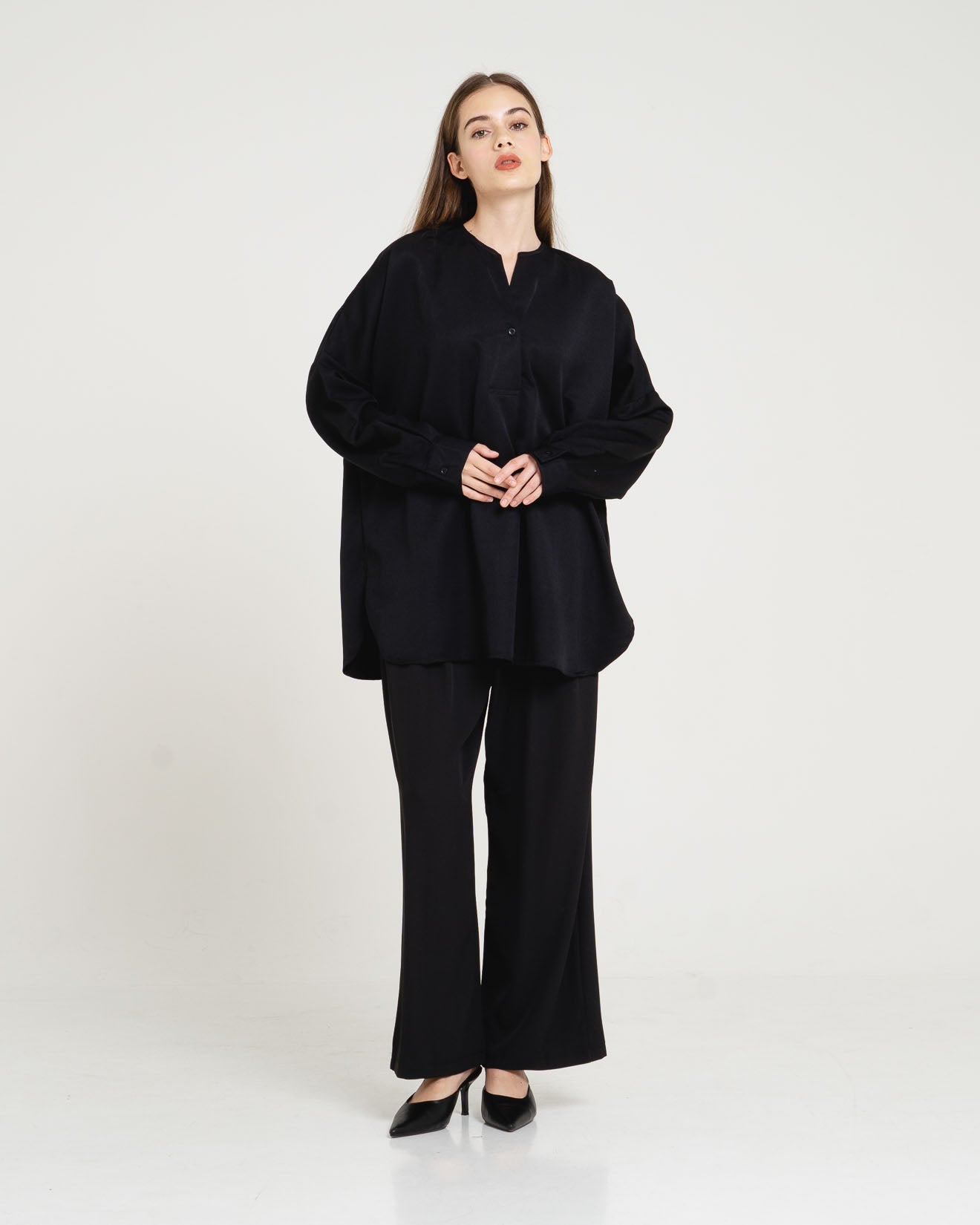 Milka Oversized Button Black Blouse – 611578