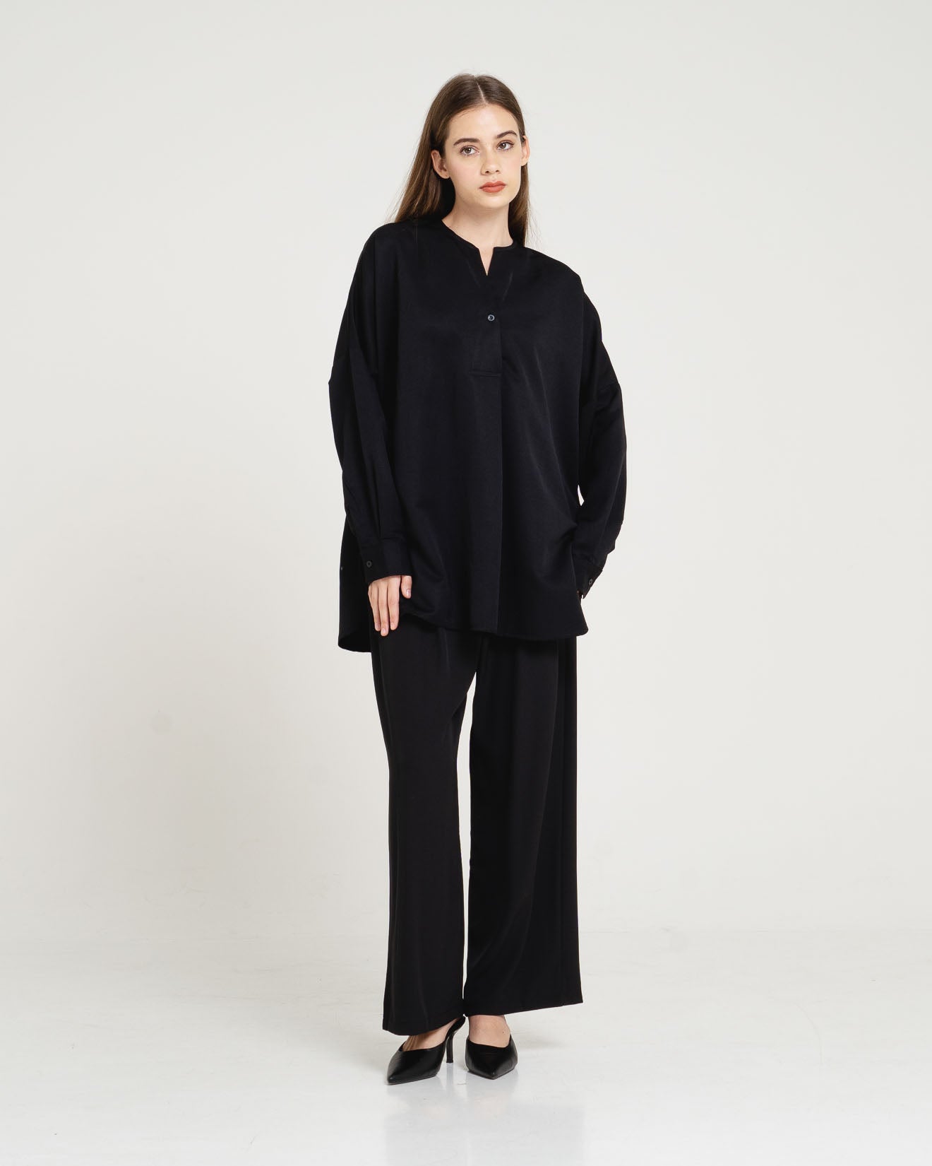 Milka Oversized Button Black Blouse – 611578