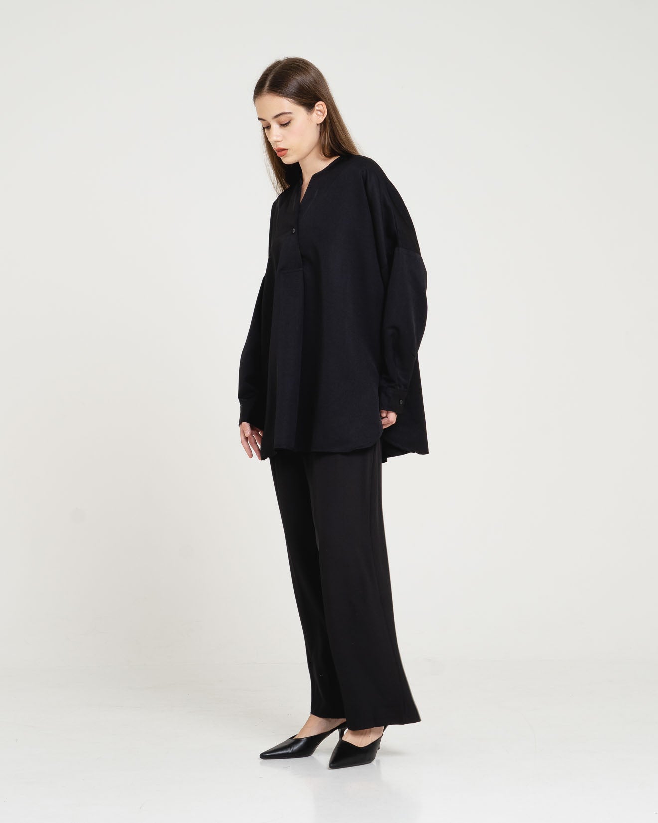 Milka Oversized Button Black Blouse – 611578