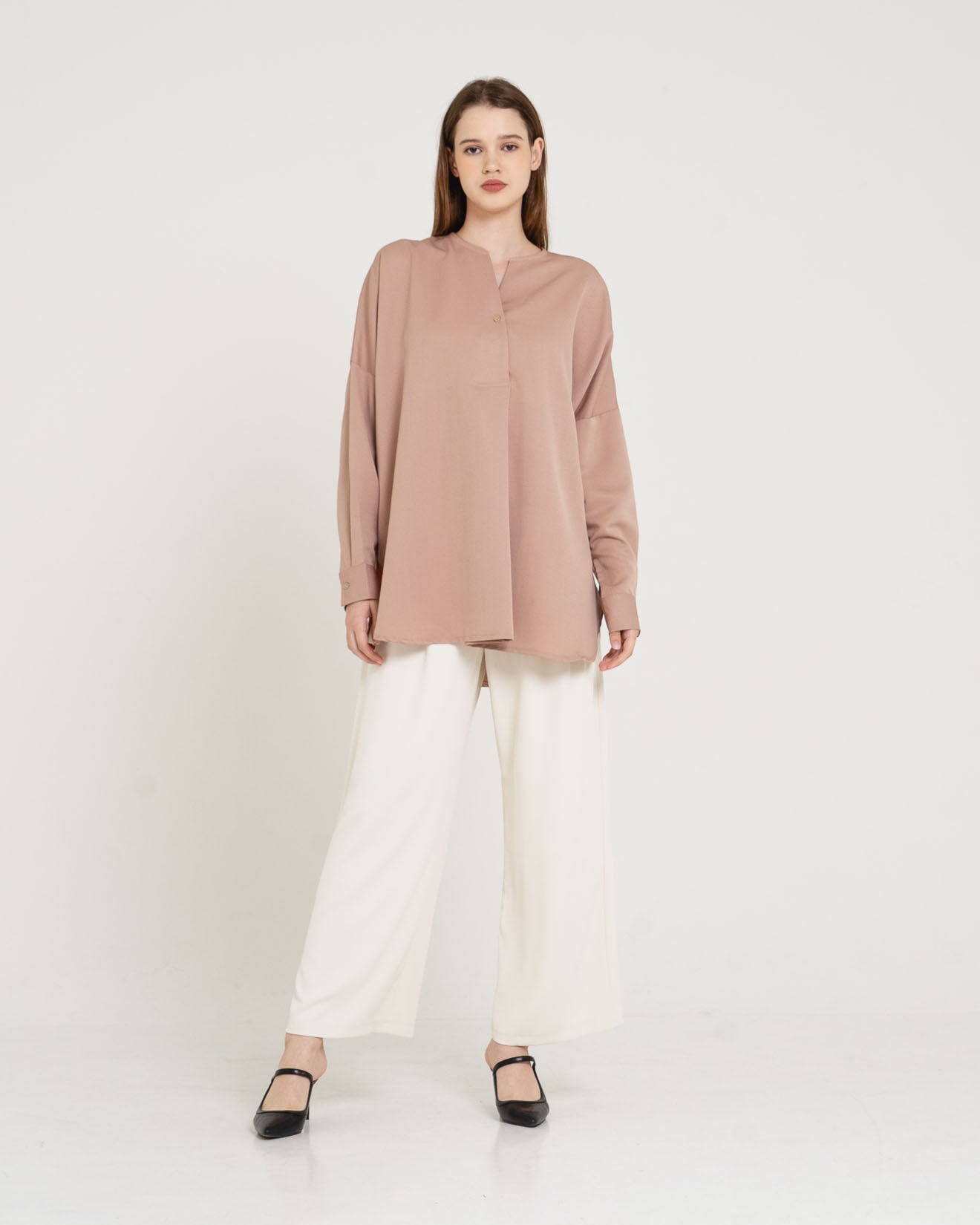 Milka Oversized Button Brown Blouse – 611579