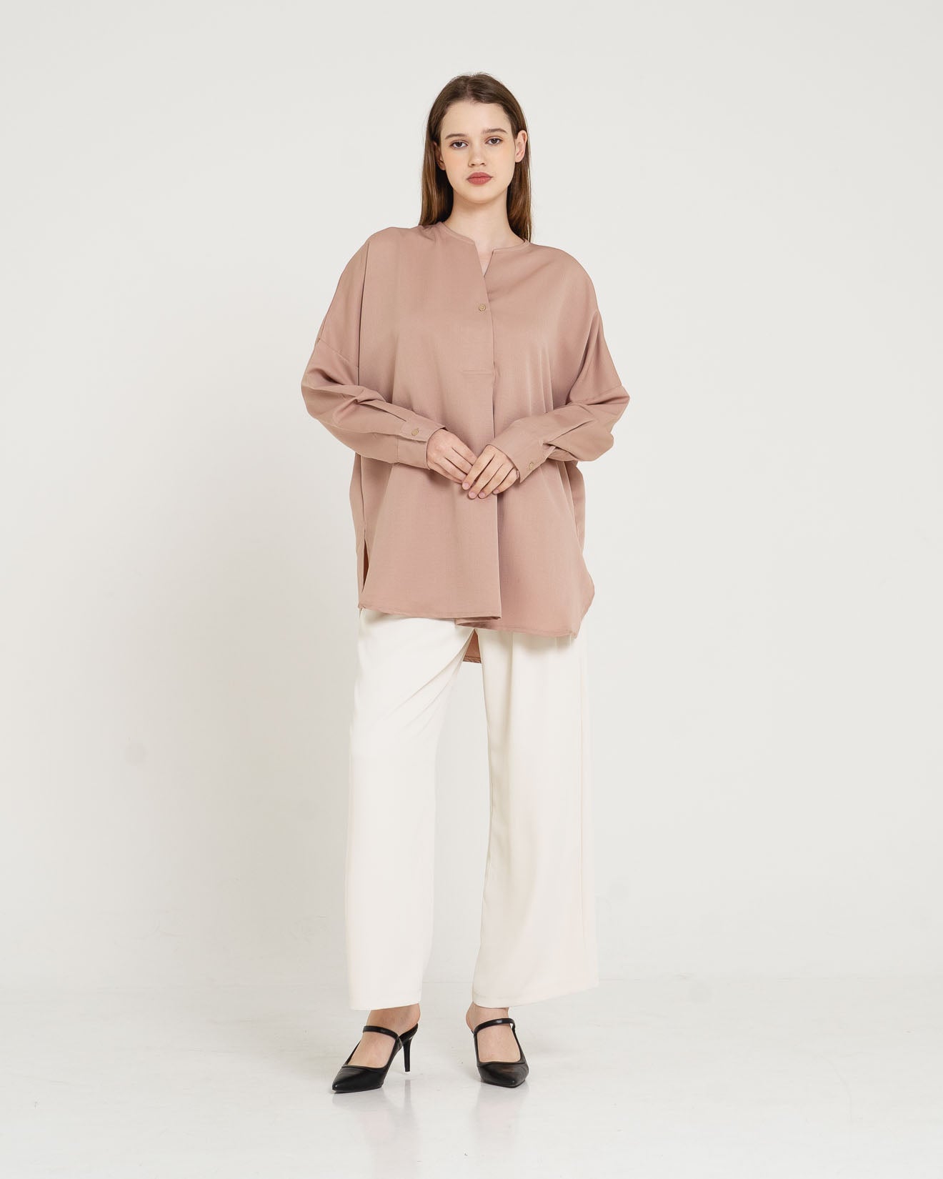 Milka Oversized Button Brown Blouse – 611579