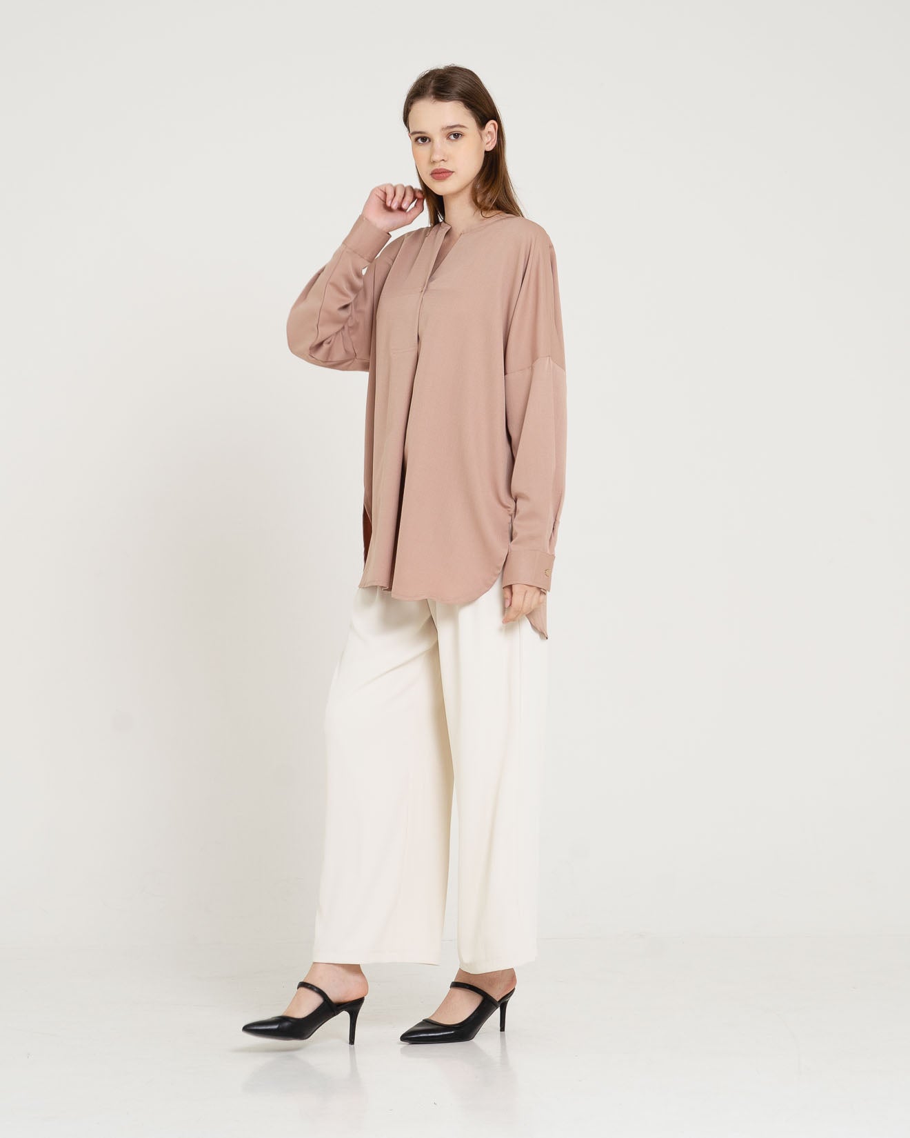 Milka Oversized Button Brown Blouse – 611579