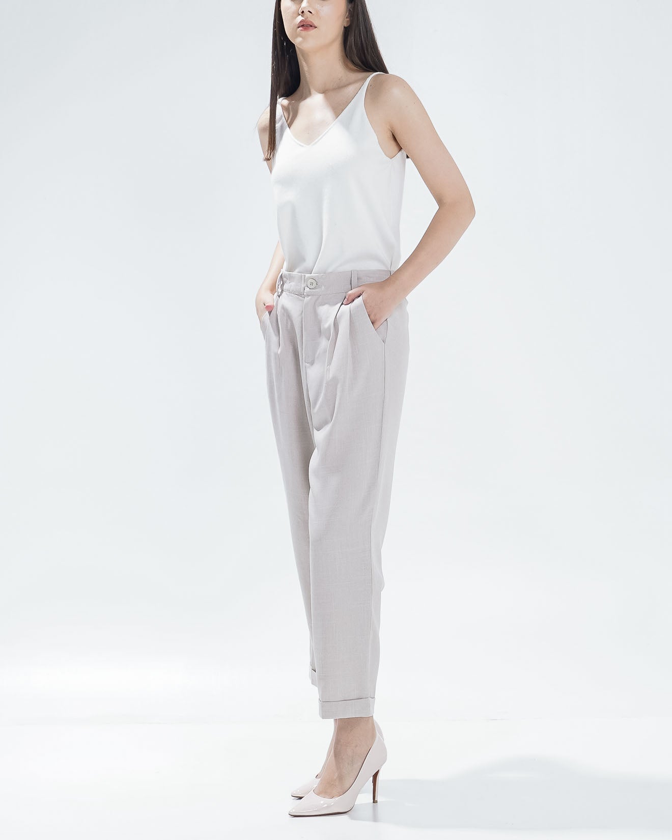 Davony Straight Ivory Pants - Celana Formal Wanita - 620556