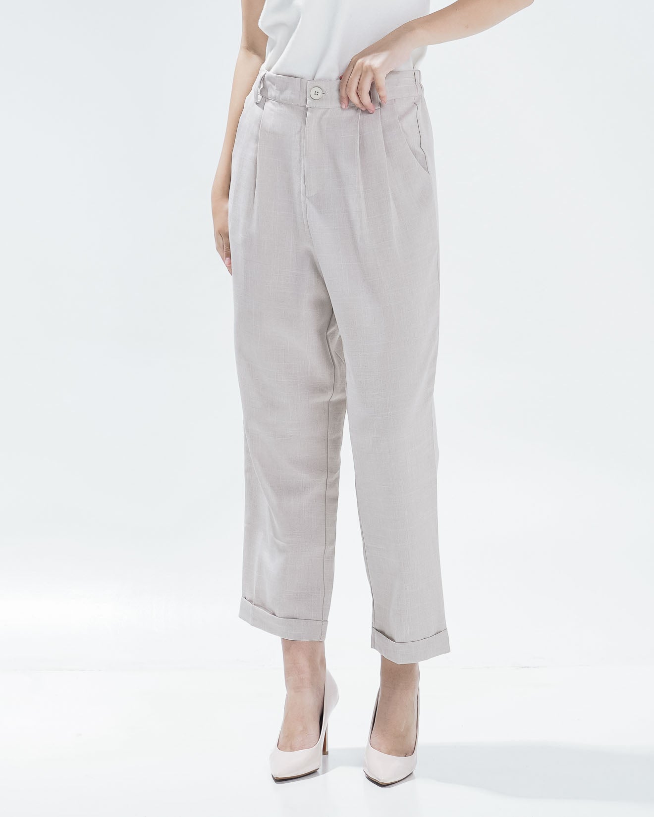 Davony Straight Ivory Pants - Celana Formal Wanita - 620556