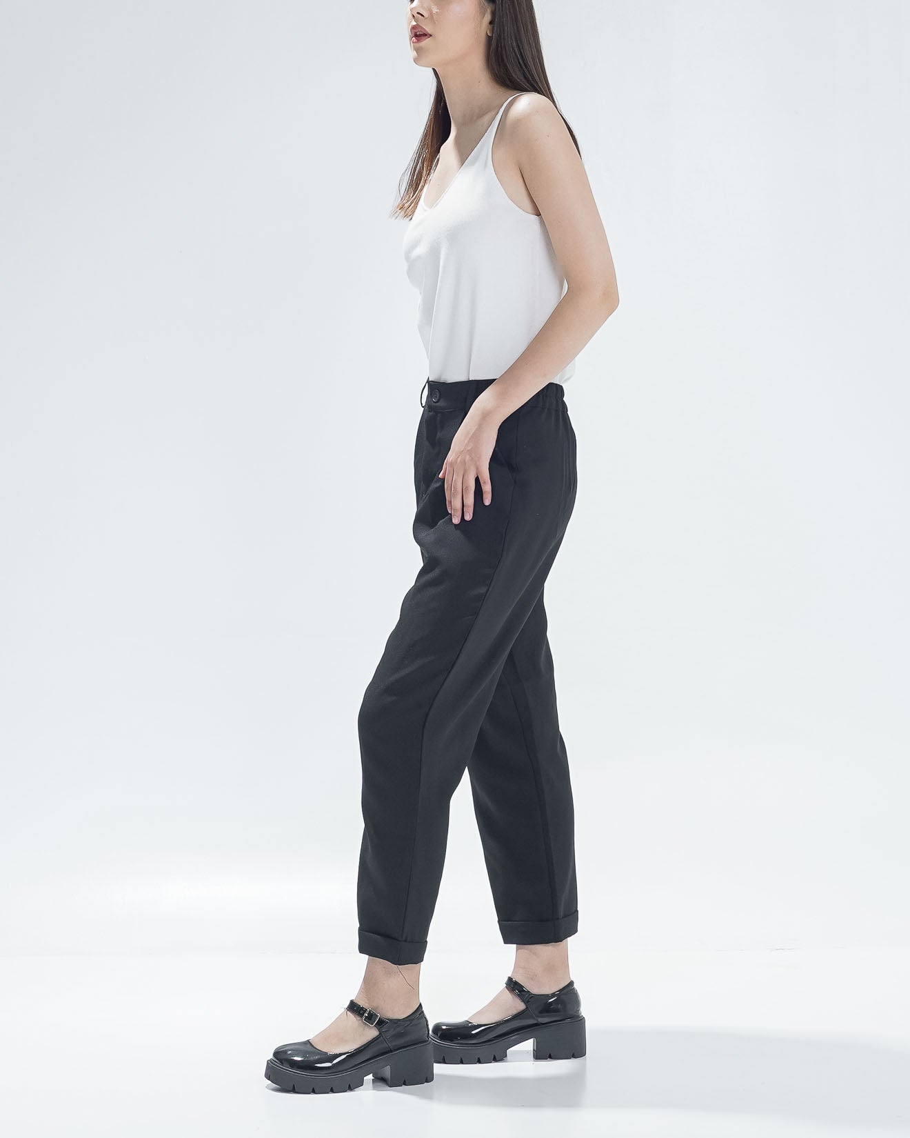 Davony Straight Black Pants - Celana Formal Wanita - 620557