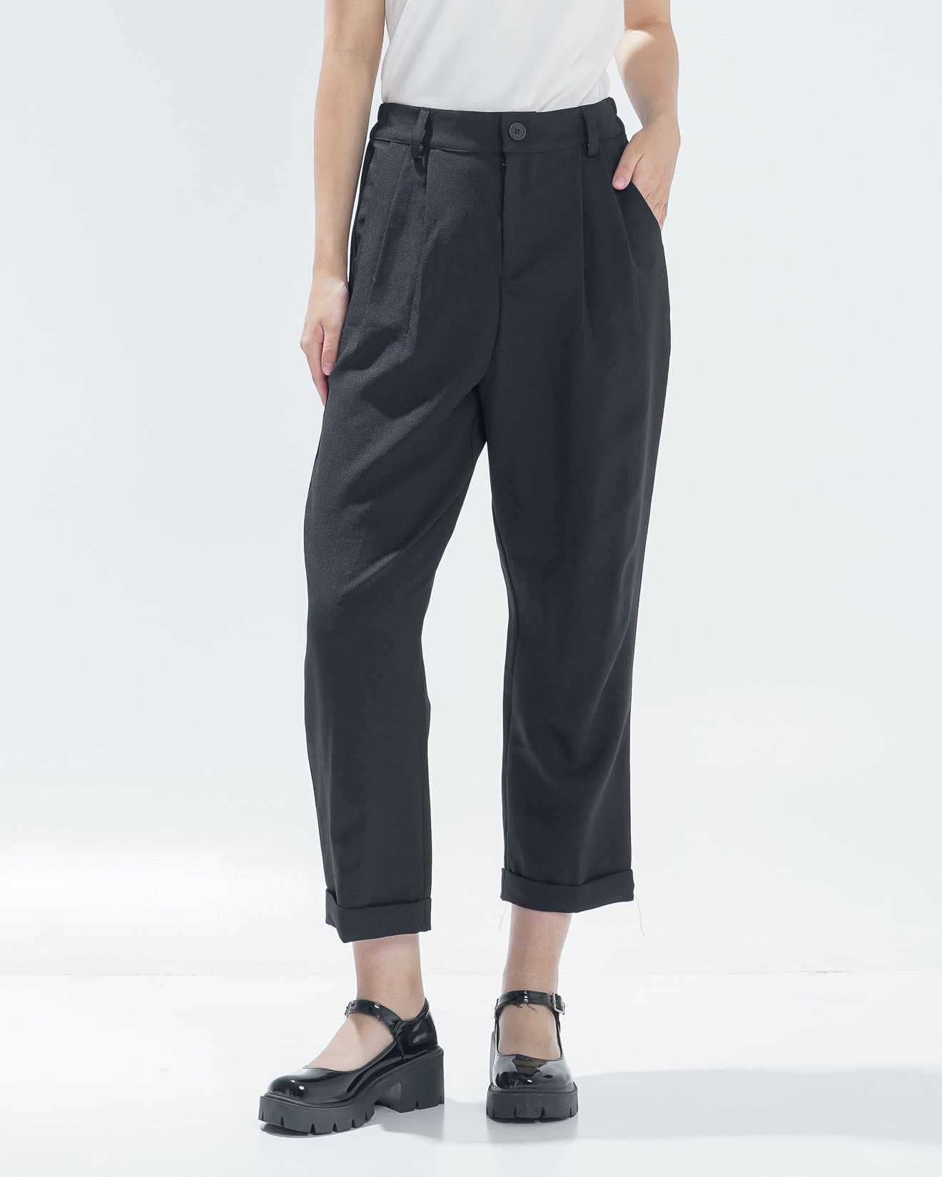 Davony Straight Black Pants - Celana Formal Wanita - 620557