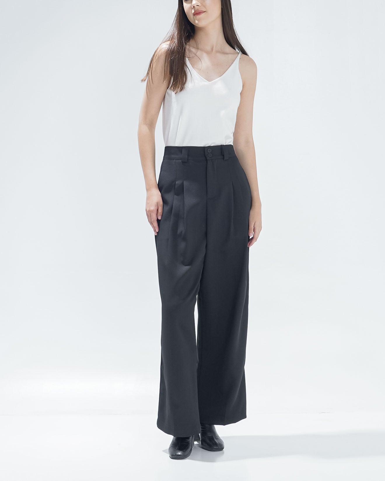 Devano Double Button Black Pants - Celana Panjang Formal Wanita - 620559