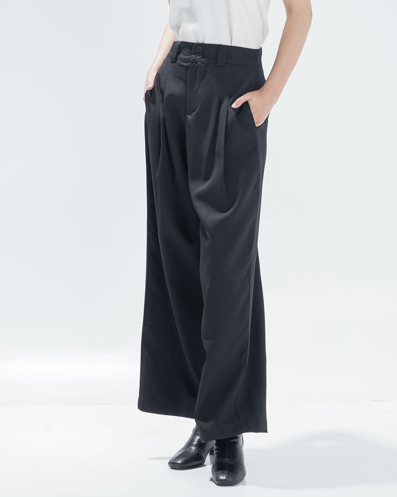 Devano Double Button Black Pants - Celana Panjang Formal Wanita - 620559