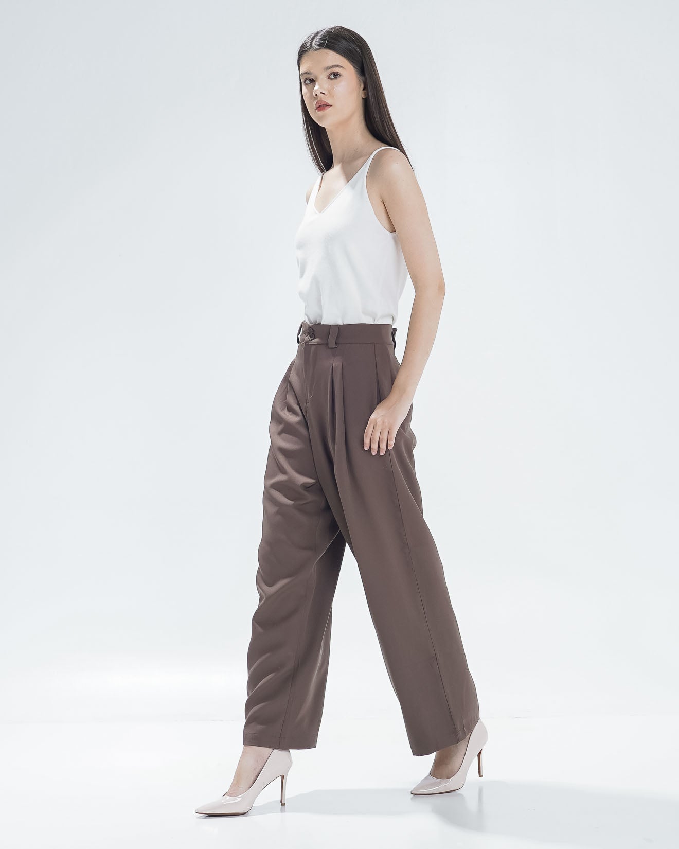 Devano Double Button Brown Pants - Celana Panjang Formal Wanita - 620560