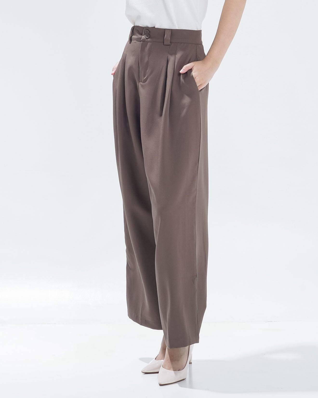 Devano Double Button Brown Pants - Celana Panjang Formal Wanita - 620560