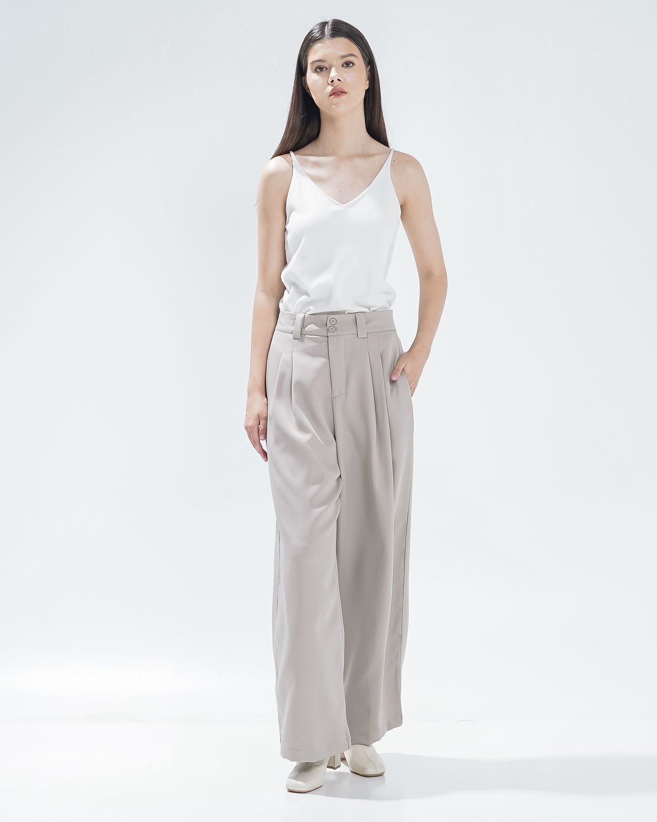 Devano Double Button Ivory Pants - Celana Panjang Formal Wanita - 620561