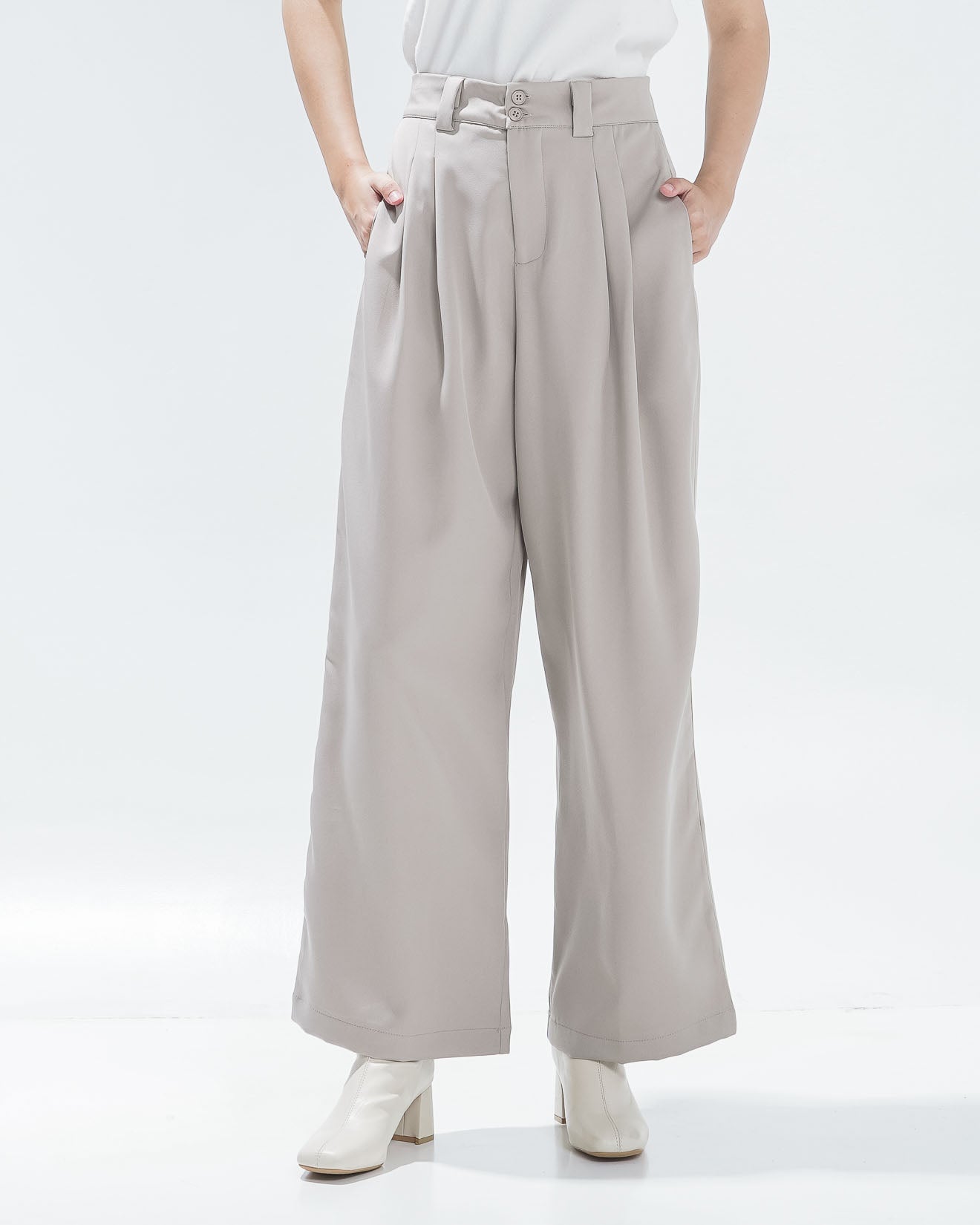 Devano Double Button Ivory Pants - Celana Panjang Formal Wanita - 620561