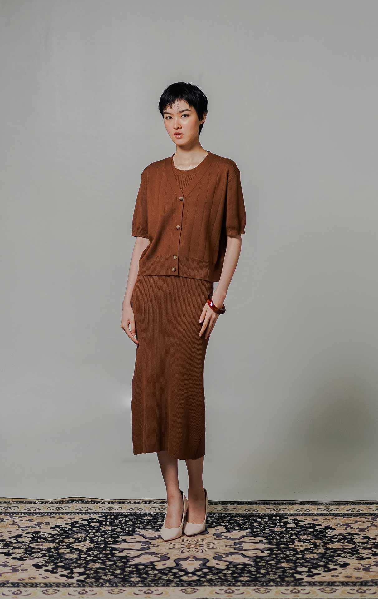 Sharon Dress Set Dark Brown