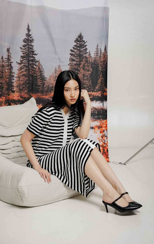 Syella Dress Black Striped