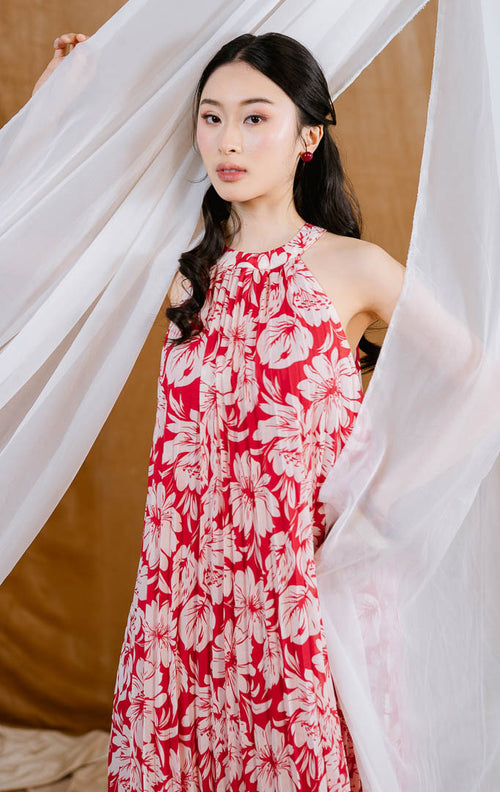 CNY Hibiscus Dress Red
