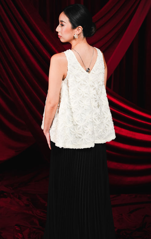 CNY Chrysanthemum Vest White