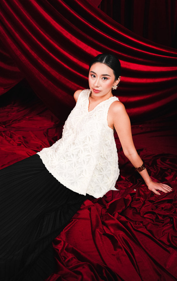 CNY Chrysanthemum Vest White