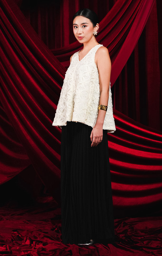 CNY Chrysanthemum Vest White