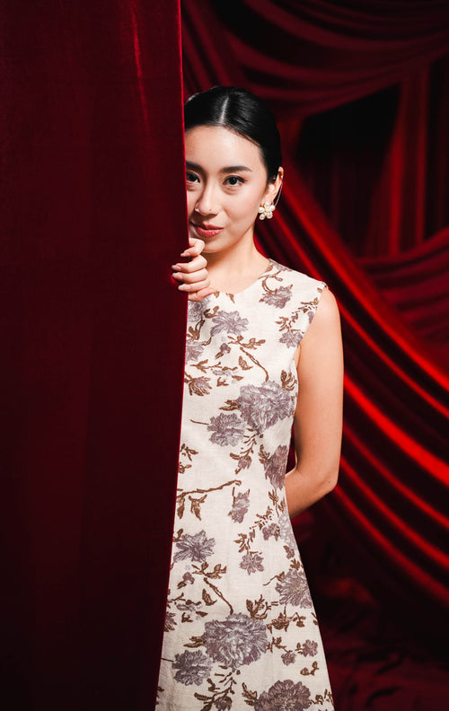 CNY Peony Dress Brown