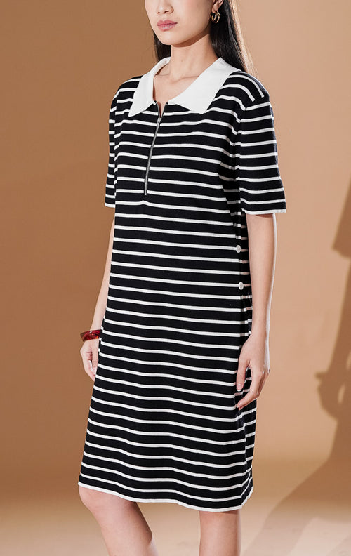 Audrey Dress Black Striped