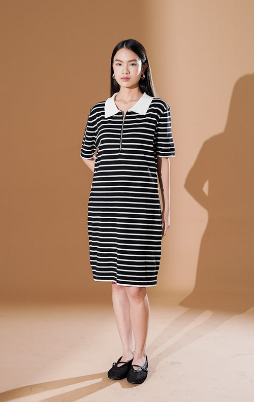 Audrey Dress Black Striped