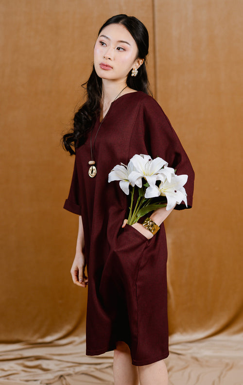 CNY Sonni Dress Maroon