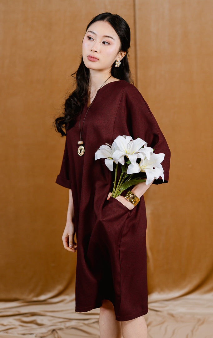 CNY Sonni Dress Maroon
