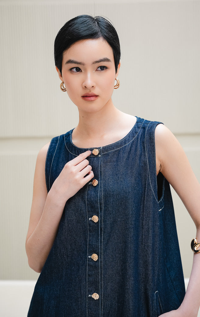 Zephyr Dress Dark Denim
